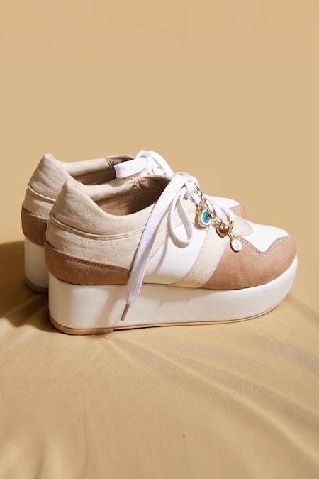 Shop Tiesta Beige Platform Sneakers at Aza Fashions Shop_Tiesta_Beige Platform Sneakers _at_Aza_Fashions