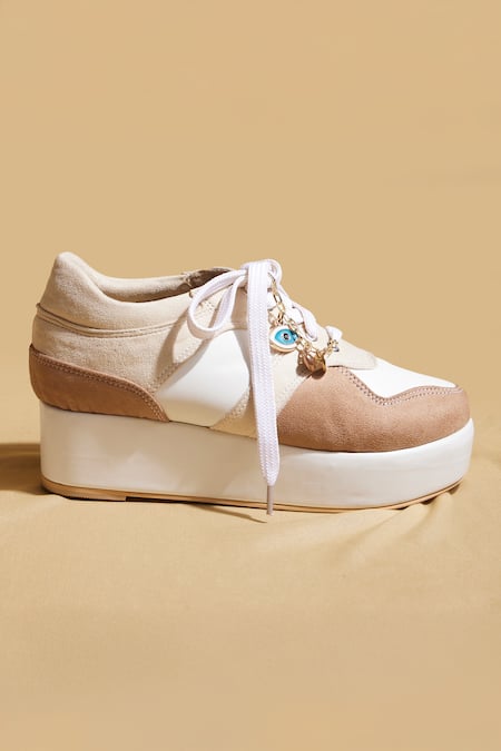 Shop Tiesta Beige Platform Sneakers Online at Aza Fashions Shop_Tiesta_Beige Platform Sneakers _Online_at_Aza_Fashions