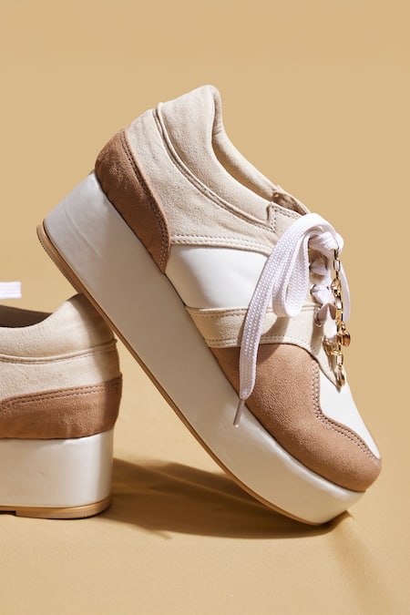 Tiesta Beige Platform Sneakers at Aza Fashions Tiesta_Beige Platform Sneakers _at_Aza_Fashions