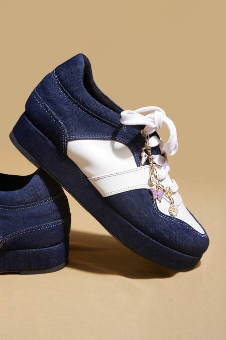 Buy Tiesta Blue Dark Wash Denim Platform Sneakers Online at Aza Fashions Buy_Tiesta_Blue Dark Wash Denim Platform Sneakers _Online_at_Aza_Fashions