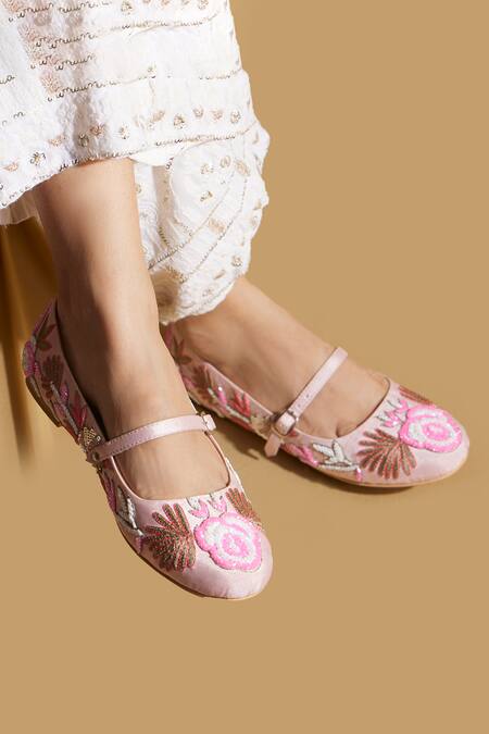 Buy Tiesta Pink Blush Embroidered Ballerinas Online at Aza Fashions Buy_Tiesta_Pink Blush Embroidered Ballerinas _Online_at_Aza_Fashions