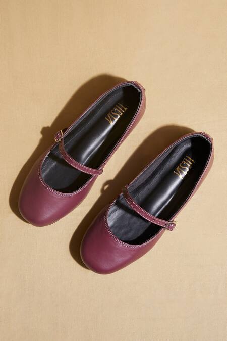 Tiesta Maroon Custom Ballerinas at Aza Fashions Tiesta_Maroon Custom Ballerinas _at_Aza_Fashions