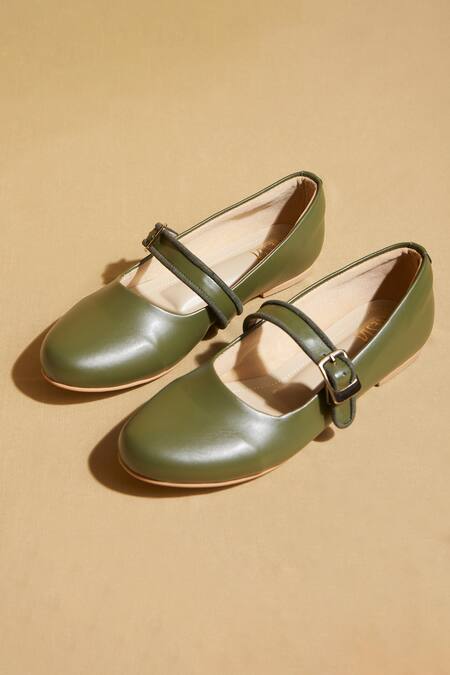Buy Tiesta Green Custom Olive Ballerinas Online at Aza Fashions Buy_Tiesta_Green Custom Olive Ballerinas _Online_at_Aza_Fashions