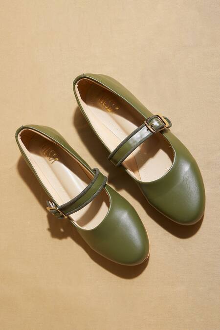 Tiesta Green Custom Olive Ballerinas at Aza Fashions Tiesta_Green Custom Olive Ballerinas _at_Aza_Fashions