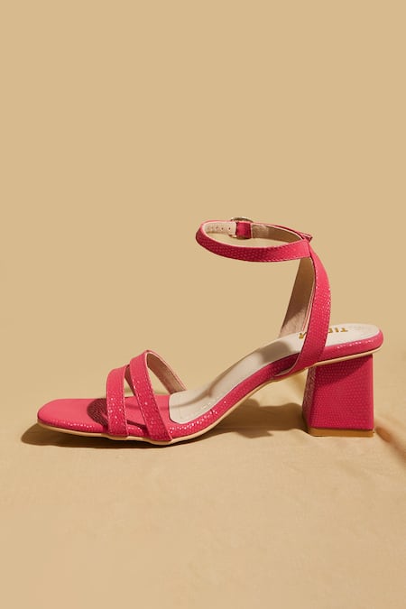 Shop Tiesta Red Strappy Block Heels at Aza Fashions Shop_Tiesta_Red Strappy Block Heels _at_Aza_Fashions