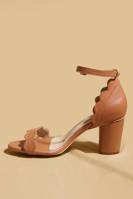 Tiesta_Brown Tan Open Toe Block Heels _Online_at_Aza_Fashions