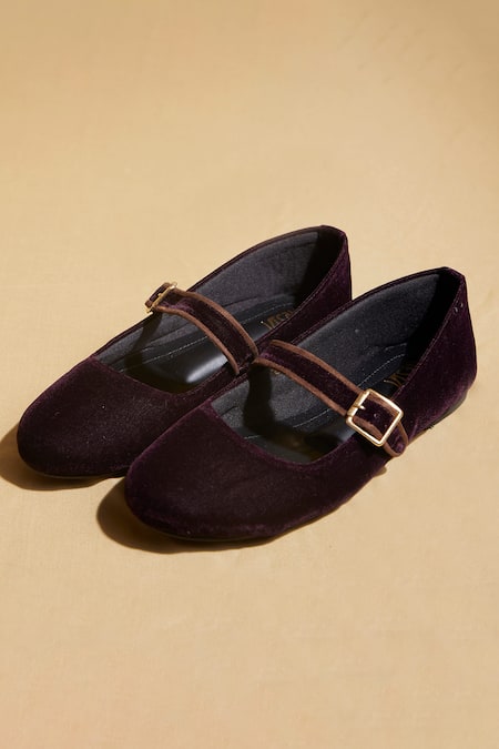 Shop Tiesta Brown Customizable Velvety Ballerinas Flats at Aza Fashions Shop_Tiesta_Brown Customizable Velvety Ballerinas Flats _at_Aza_Fashions