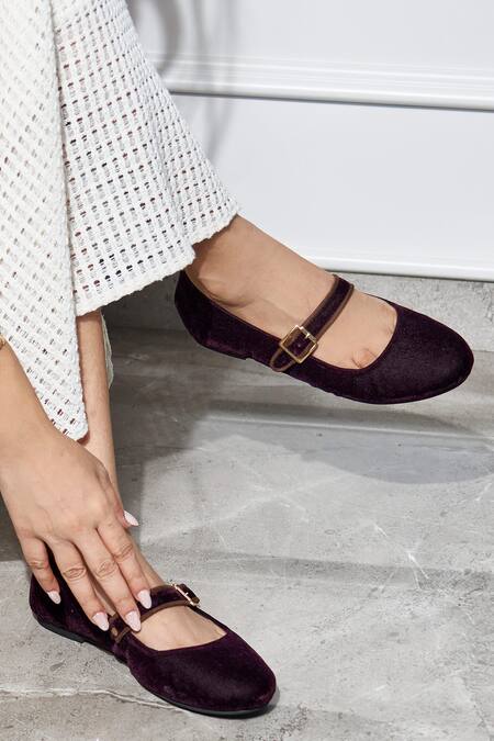 Tiesta Brown Customizable Velvety Ballerinas Flats at Aza Fashions Tiesta_Brown Customizable Velvety Ballerinas Flats _at_Aza_Fashions