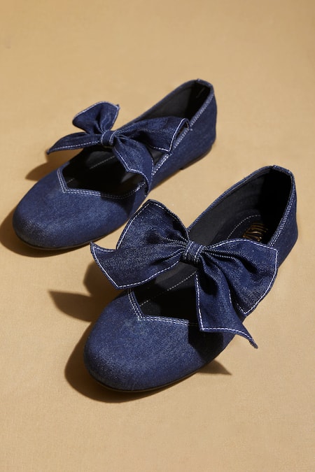 Shop Tiesta Blue Custom Dark Wash Denim Ballet Flats at Aza Fashions Shop_Tiesta_Blue Custom Dark Wash Denim Ballet Flats _at_Aza_Fashions