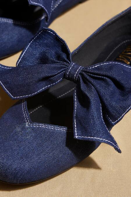 Shop Tiesta Blue Custom Dark Wash Denim Ballet Flats Shop_Tiesta_Blue Custom Dark Wash Denim Ballet Flats