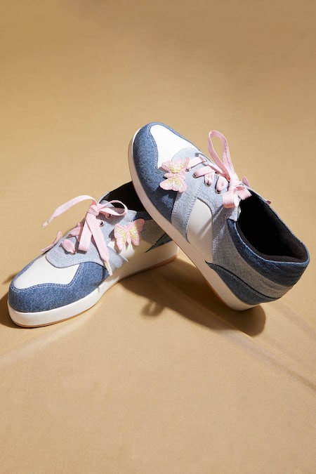 Shop Tiesta Blue Two Toned Denim Platform Sneakers at Aza Fashions Shop_Tiesta_Blue Two Toned Denim Platform Sneakers _at_Aza_Fashions