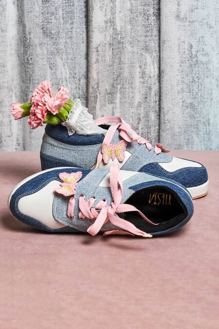 Buy Tiesta Blue Two Toned Denim Platform Sneakers Buy_Tiesta_Blue Two Toned Denim Platform Sneakers