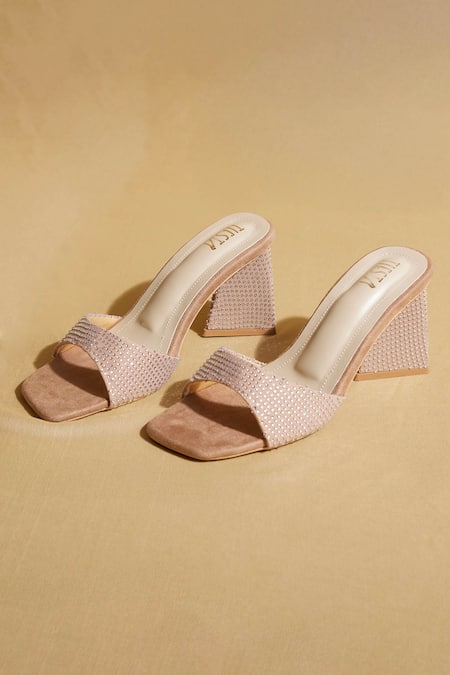 Tiesta Diamond Stone Embellished Block Heels 