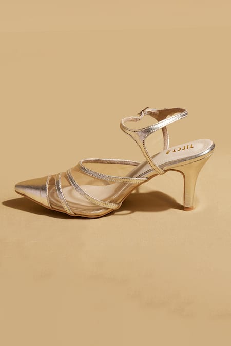Tiesta_Gold Metallic Stiletto Heels _Online_at_Aza_Fashions