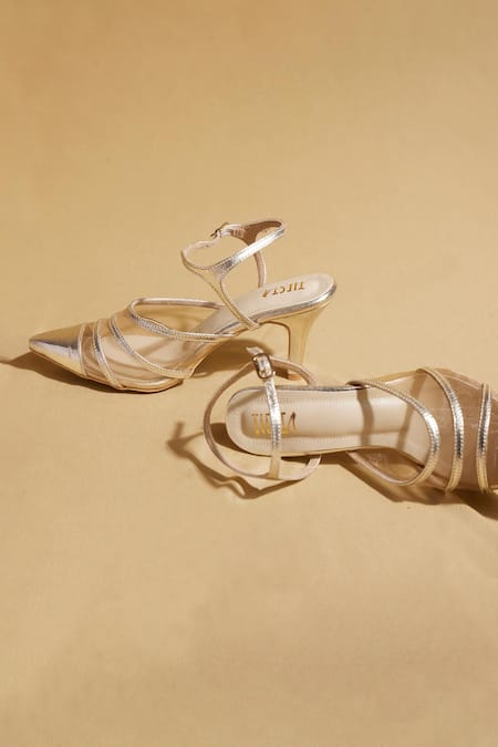 Buy_Tiesta_Gold Metallic Stiletto Heels _Online_at_Aza_Fashions