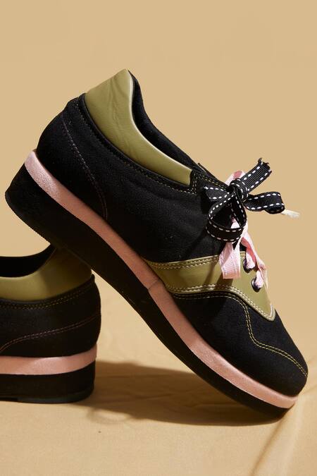 Shop_Tiesta_Black Green And Pink Platform Sneakers _Online_at_Aza_Fashions