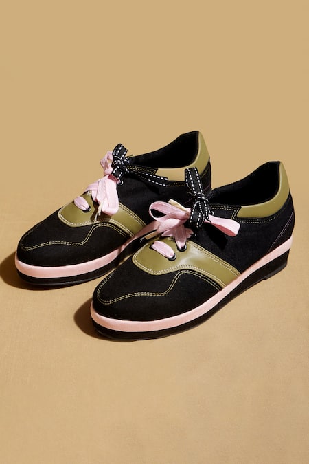 Tiesta Green & Pink Platform Sneakers 