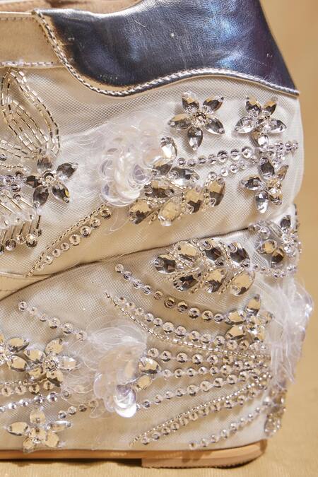 Buy Tiesta White Designer Diamond Stone Wedge Sneakers Online at Aza Fashions Buy_Tiesta_White Designer Diamond Stone Wedge Sneakers _Online_at_Aza_Fashions