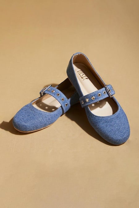Tiesta Blue Custom Denim Ballet Flats Online at Aza Fashions Tiesta_Blue Custom Denim Ballet Flats _Online_at_Aza_Fashions