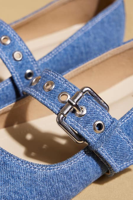 Buy Tiesta Blue Custom Denim Ballet Flats Online at Aza Fashions Buy_Tiesta_Blue Custom Denim Ballet Flats _Online_at_Aza_Fashions