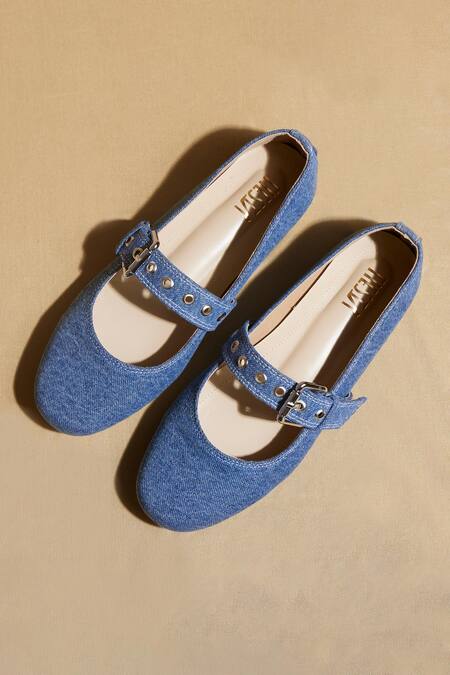 Tiesta Blue Custom Denim Ballet Flats at Aza Fashions Tiesta_Blue Custom Denim Ballet Flats _at_Aza_Fashions