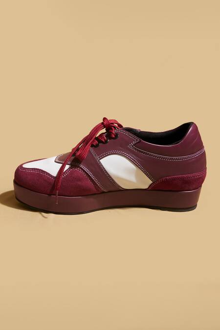 Tiesta Maroon Leather Sneakers Online at Aza Fashions Tiesta_Maroon Leather Sneakers _Online_at_Aza_Fashions
