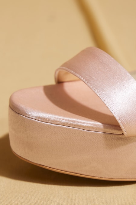 Tiesta_Rose Gold Satin Open Toe Pumps _Online_at_Aza_Fashions