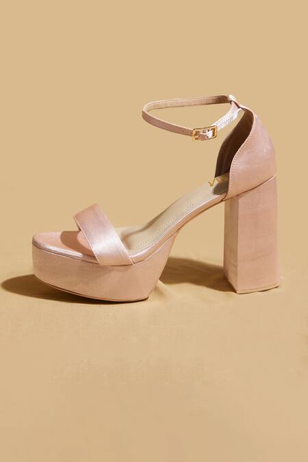 Buy_Tiesta_Rose Gold Satin Open Toe Pumps _Online_at_Aza_Fashions