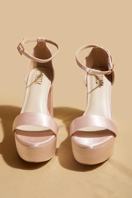 Shop_Tiesta_Rose Gold Satin Open Toe Pumps _Online_at_Aza_Fashions