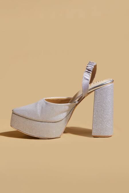 Tiesta_Silver Glitter Pointed Toe Platform Pumps _Online_at_Aza_Fashions