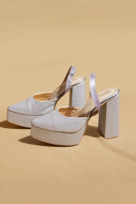 Tiesta Glitter Pointed Toe Platform Pumps 