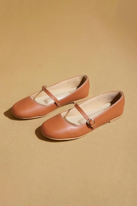 Tiesta_Brown Custom Tan Ballerinas _Online_at_Aza_Fashions