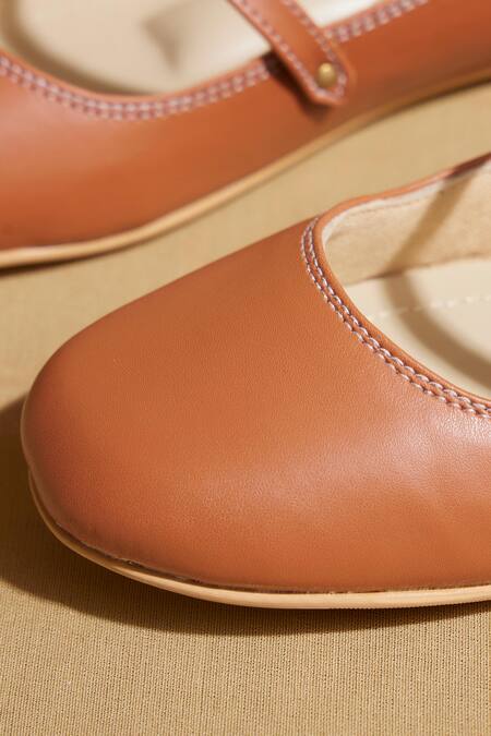 Tiesta_Brown Custom Tan Ballerinas _at_Aza_Fashions