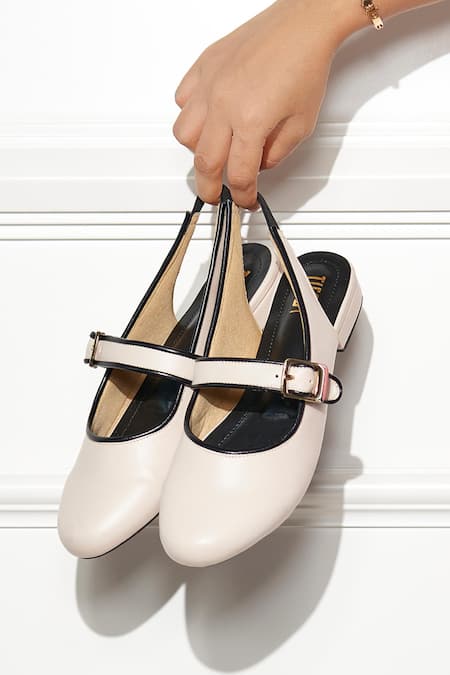 Tiesta_White Sling Black Ballerinas _Online_at_Aza_Fashions