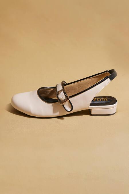 Shop_Tiesta_White Sling Black Ballerinas _Online_at_Aza_Fashions