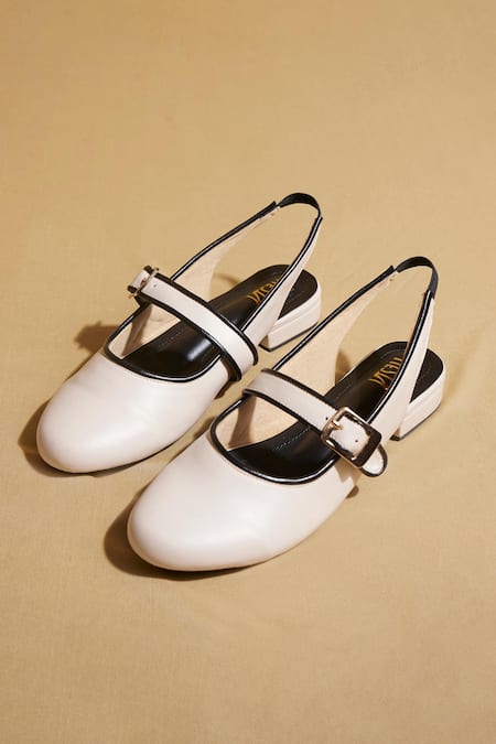 Tiesta Sling Black White Ballerinas 