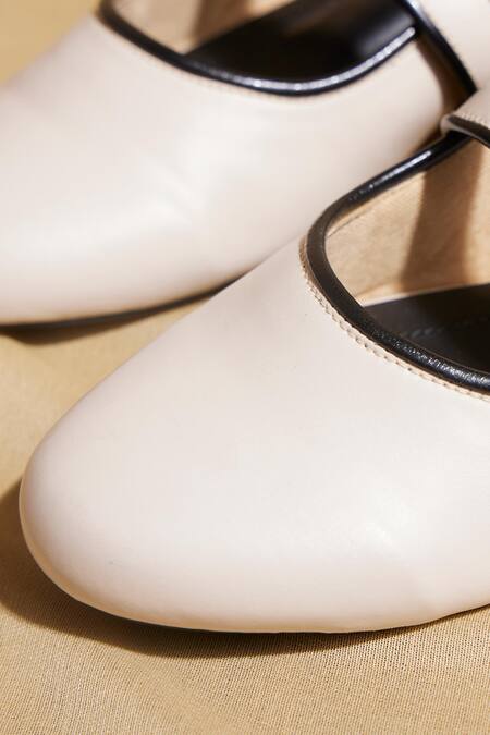 Tiesta_White Sling Black Ballerinas _at_Aza_Fashions