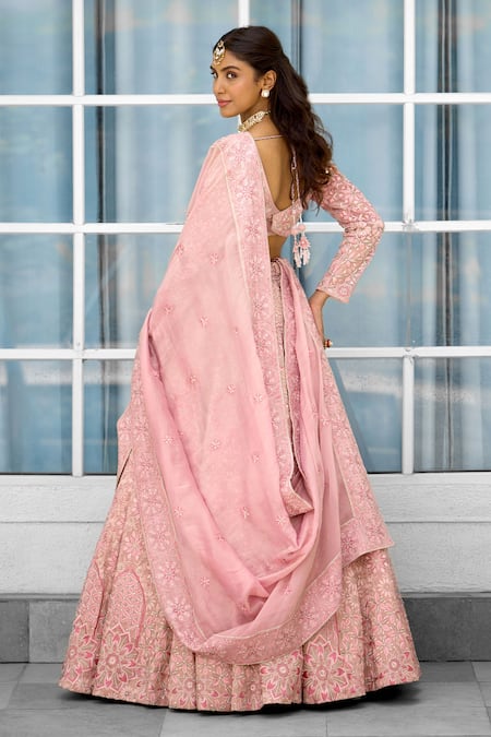 SHASHA GABA Blush Blossom Embellished Lehenga Set 