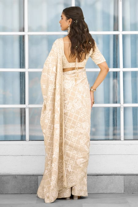 SHASHA GABA Honey Drop Hand Embellished Saree Set 