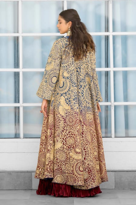 SHASHA GABA Ombre Cape & Lehenga Set  