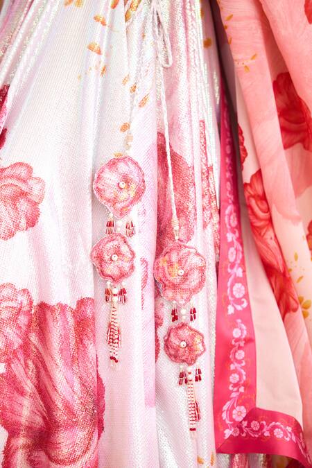 Buy_SHASHA GABA_Pink Georgette Sequins Square Neck Blush Bloom Lehenga Set _Online_at_Aza_Fashions