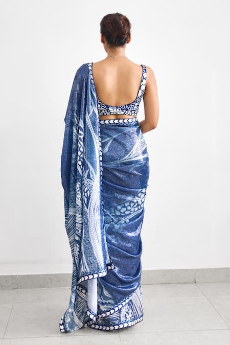 SHASHA GABA Swirl Sequence Saree Set 