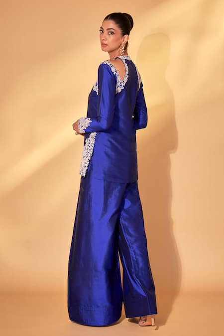 Ohaila Khan Royal Blue Hand Embroidered Salwar Set 