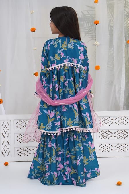 Little Bansi Floral Printed Kurta Sharara Set 
