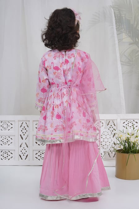 Little Bansi Pink Printed Kurta Set 