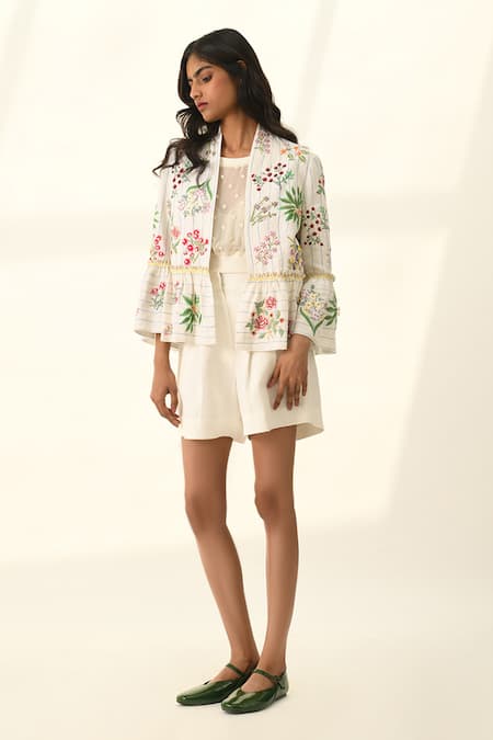 Payal Pratap Floral Embroidered Peplum Jacket 