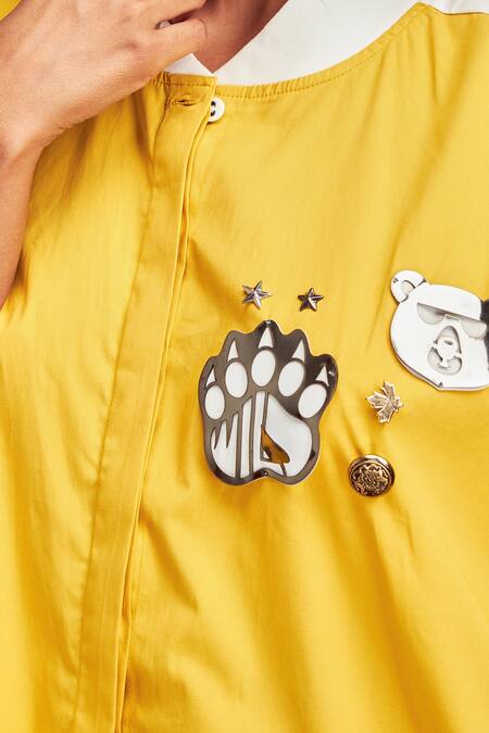 Buy Deepika Arora Yellow Cotton Round Neck Color-blocked Dress Online at Aza Fashions Buy_Deepika Arora_Yellow Cotton Round Neck Color-blocked Dress _Online_at_Aza_Fashions