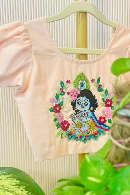 Rage Attire-Sweta Saria Floral Little Krishna Blouse & Lehenga Set 