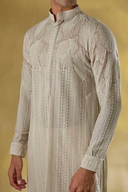 Shop Rabani & Rakha Gray Georgette Embroidery Designer Thread Work Kurta Set Online at Aza Fashions Shop_Rabani & Rakha_Gray Georgette Embroidery Designer Thread Work Kurta Set _Online_at_Aza_Fashions