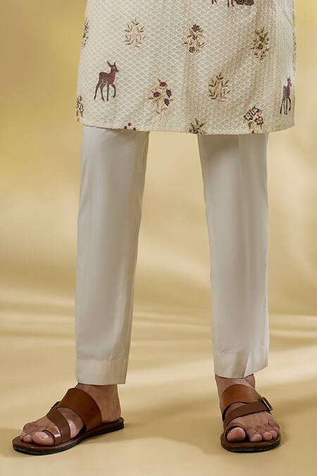 Rabani & Rakha_Cream Silk Embroidery, Zari Thread Kurta Set _Online_at_Aza_Fashions